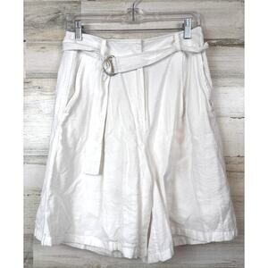 French Connection Womens 8 White Belted Dress Shorts Lightweight Viscose Casual